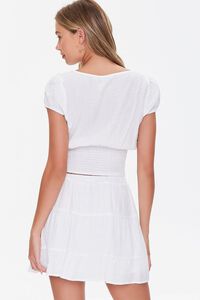 WHITE Self-Tie Smocked Top & Tiered Skirt Set, image 3