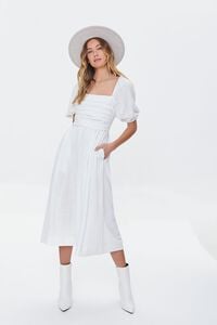 WHITE Peasant-Sleeve Midi Dress, image 1
