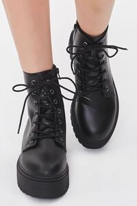 BLACK/BLACK Faux Leather Lace-Up Booties, image 4