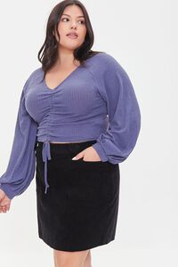 STEEPLE GREY Plus Size Ruched Crop Top, image 1