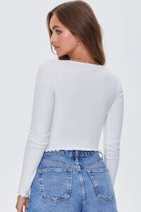 IVORY Ribbed Lettuce-Edge Crop Top, image 3