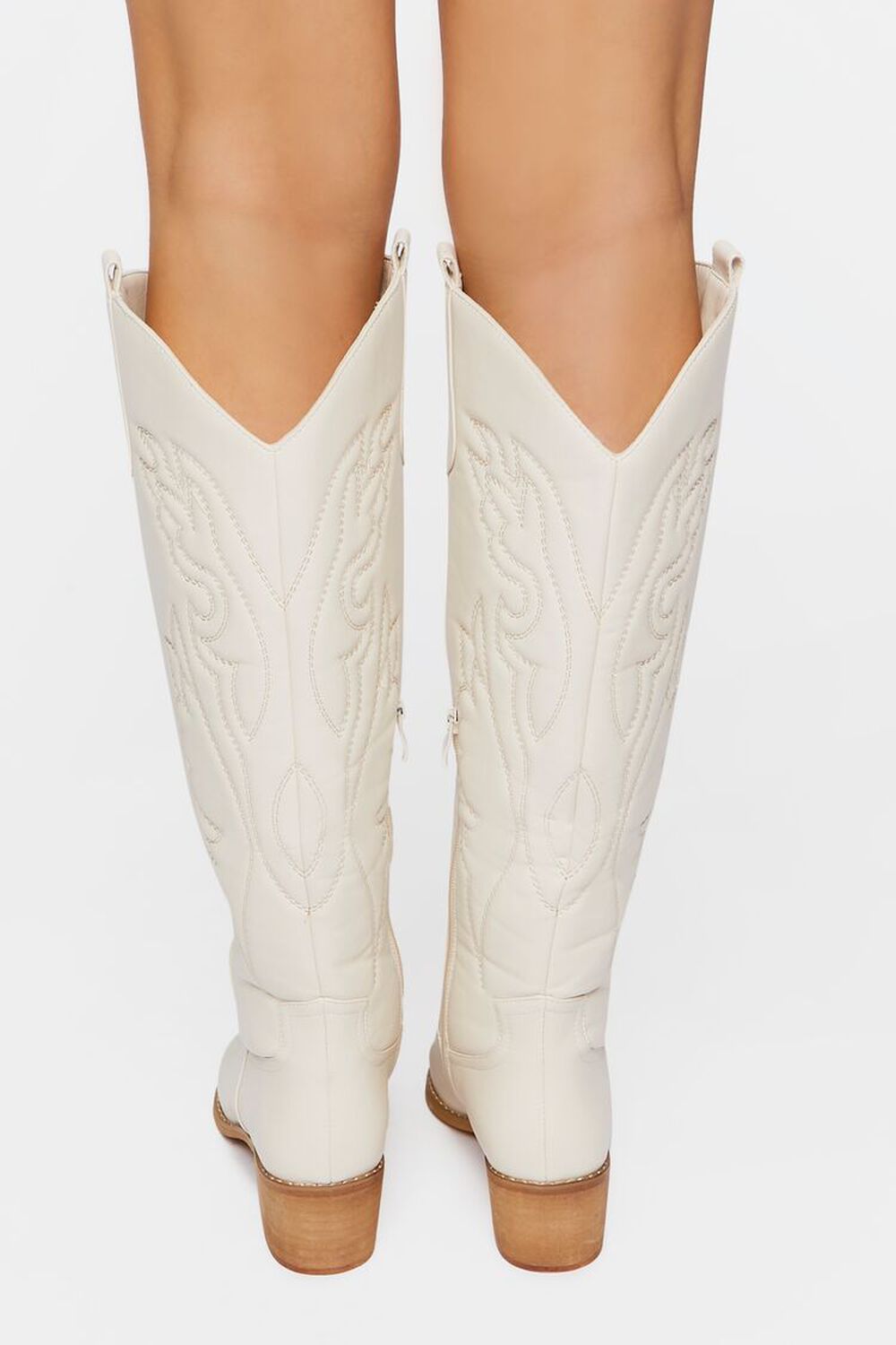 WHITE Faux Leather Cowboy Boots, image 3