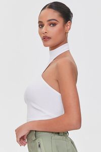WHITE Cropped Halter Sweater Top, image 2