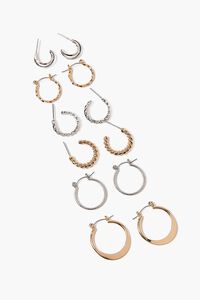 GOLD/SILVER Twisted & Etched Hoop Earring Set, image 1