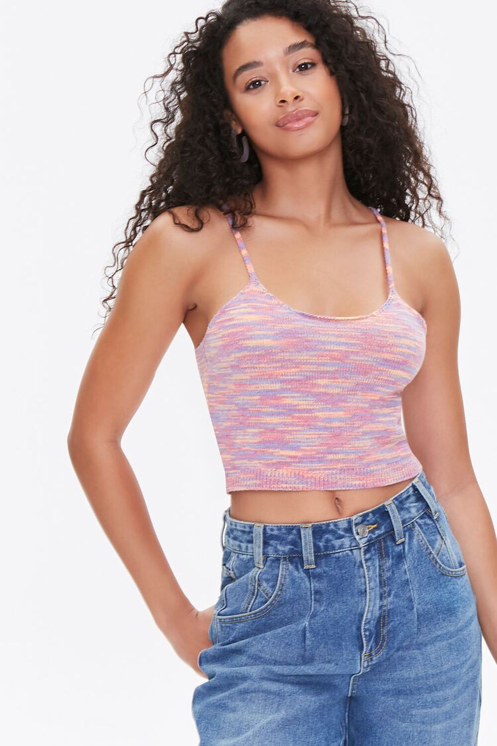 PINK/MULTI Sweater-Knit Cropped Cami, image 1