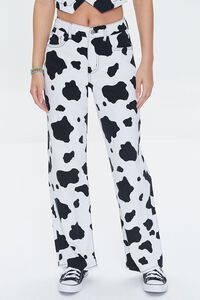CREAM/MULTI Cow Print Straight-Leg Jeans, image 2
