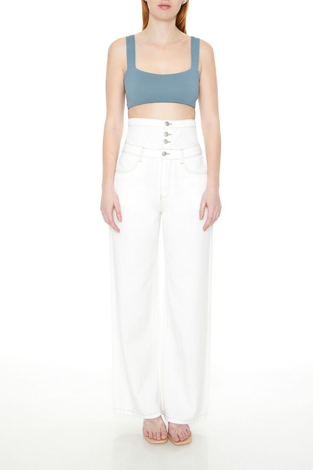 WHITE High-Rise Wide-Leg Jeans, image 1