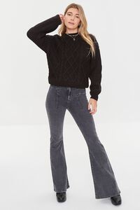 BLACK Cable Knit Drop-Sleeve Sweater, image 4