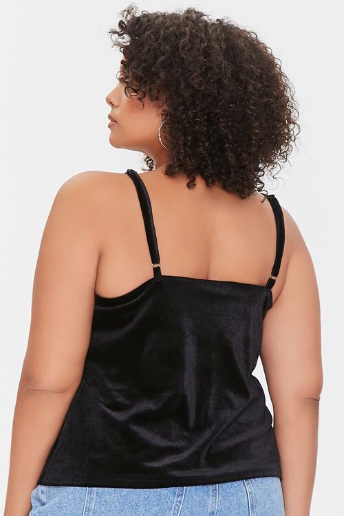 BLACK Plus Size Velvet Lace Cami, image 3