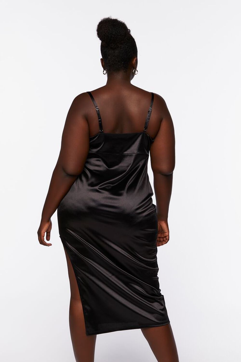 BLACK Plus Size Draped Cowl Midi Dress, image 3