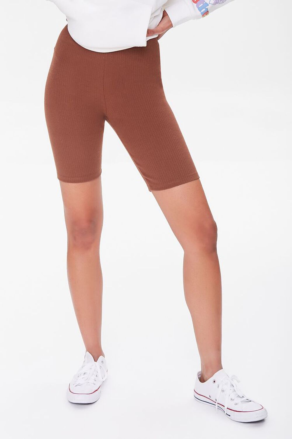 BROWN Cotton-Blend Biker Shorts, image 2