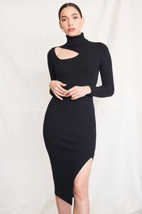 BLACK Cutout Turtleneck Sweater Dress, image 1