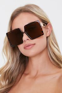 BROWN/BROWN Oversized Square Sunglasses, image 1