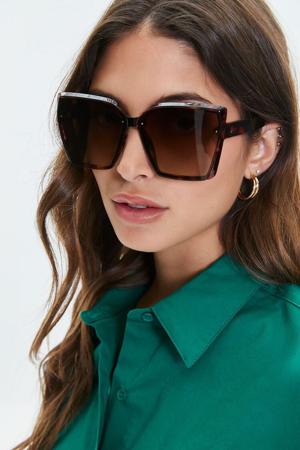 BROWN/BROWN Oversized Square Frame Sunglasses, image 1