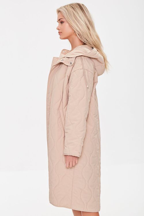 TAUPE Longline Quilted Coat, image 2