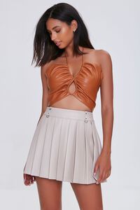 BEIGE Faux Leather Mini Skirt, image 1