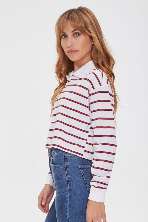 WHITE/RED Striped Rugby Shirt, image 2