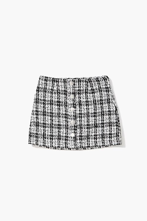 BLACK/WHITE Girls Checkered Tweed Skirt (Kids), image 3
