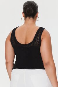 BLACK Plus Size Netted Tank Top, image 3