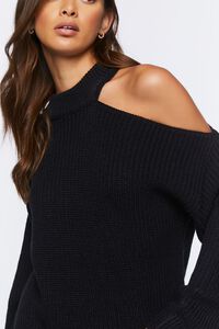 BLACK Asymmetrical Open-Shoulder Sweater, image 5