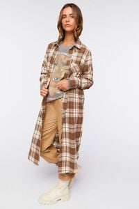 BROWN/MULTI Plaid Flannel Longline Tunic, image 2