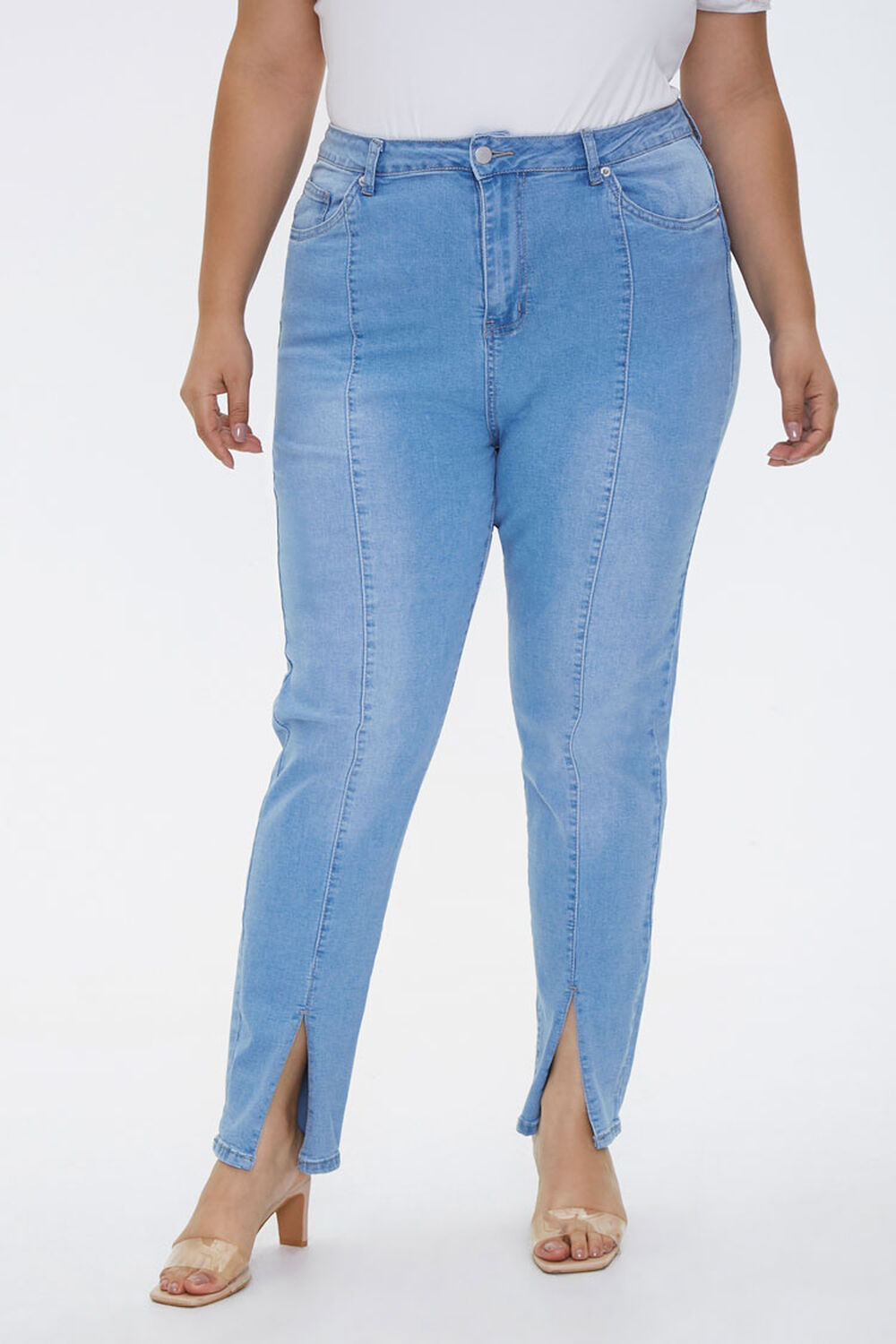 Plus Size Slit-Hem Ankle Jeans, image 2