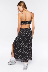 BLACK/MULTI Cutout Chiffon Floral Midi Dress, image 3