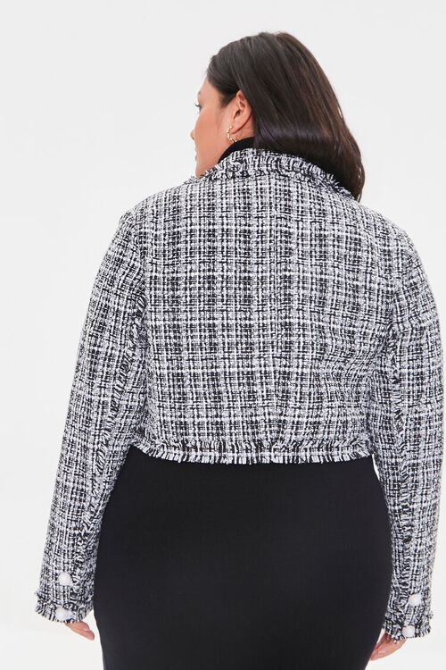 BLACK/WHITE Plus Size Frayed Tweed Jacket, image 3