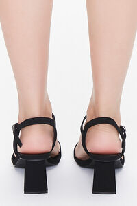 BLACK Square-Toe Ankle-Strap Block Heels, image 3