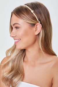 GOLD Faux Pearl Star Charm Headband, image 1