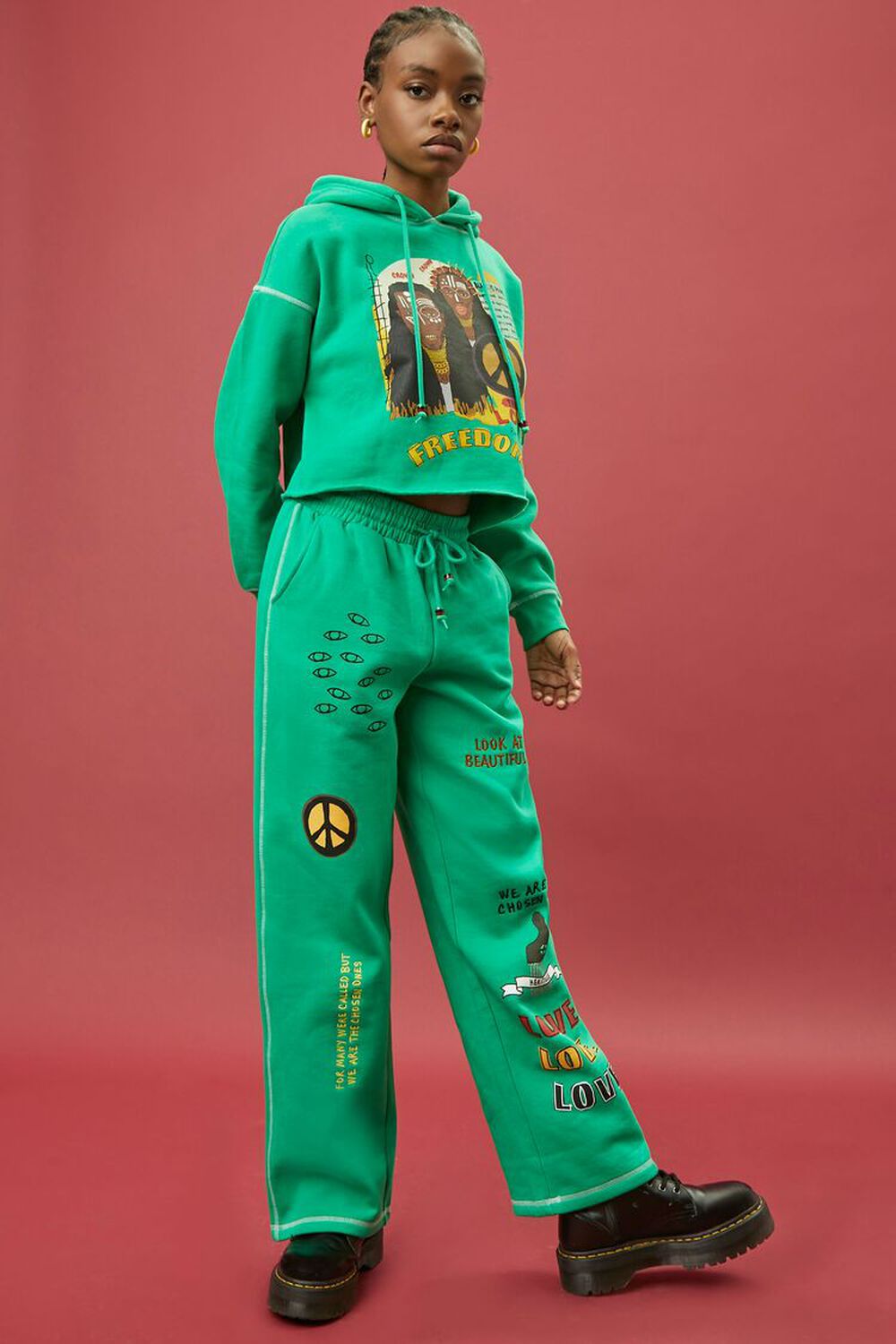 GREEN/MULTI Ron Bass Embroidered Sweatpants, image 1