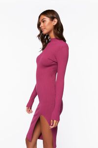 WINE Ribbed Knee-Length Sweater Dress, image 2