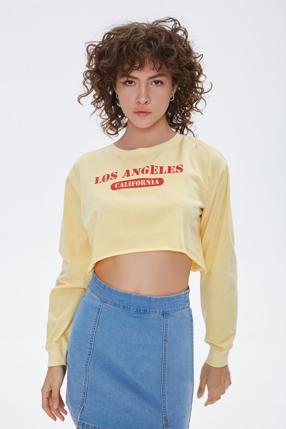 YELLOW/RED Los Angeles Cropped Graphic Tee, image 2
