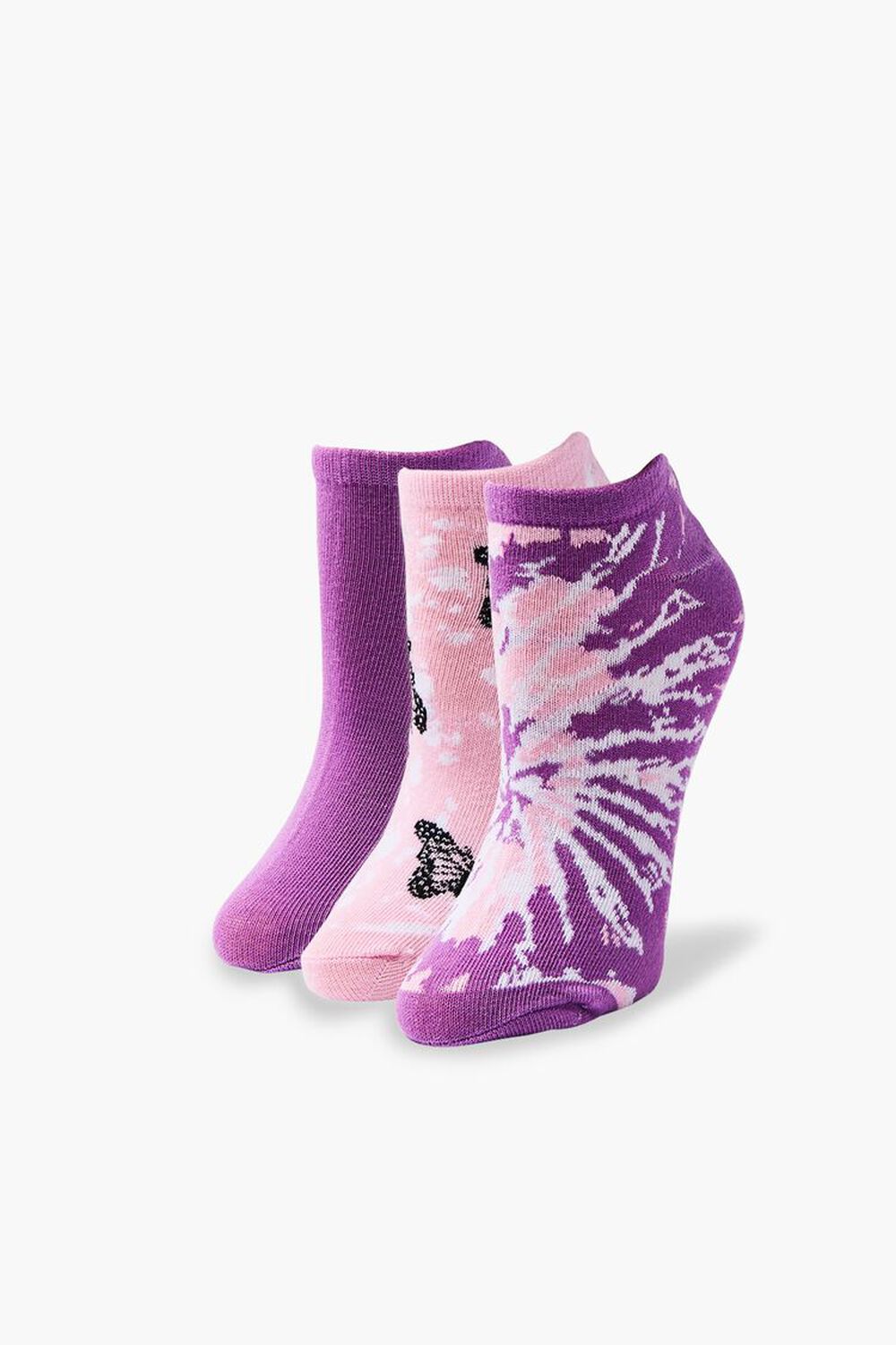 PINK/MULTI Butterfly Ankle Socks - 3 Pack, image 1