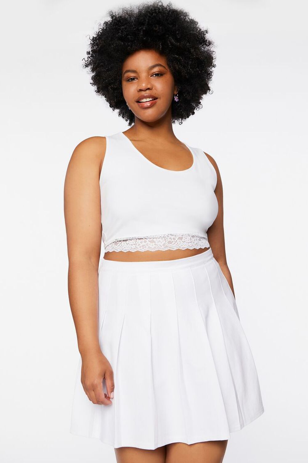 WHITE Plus Size Mini Tennis Skirt, image 1