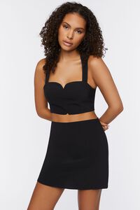 BLACK Crop Top & Mini Skirt Set, image 1