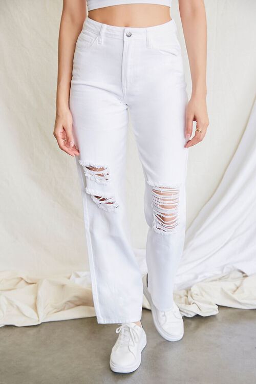 IVORY Distressed Wide-Leg Jeans, image 2