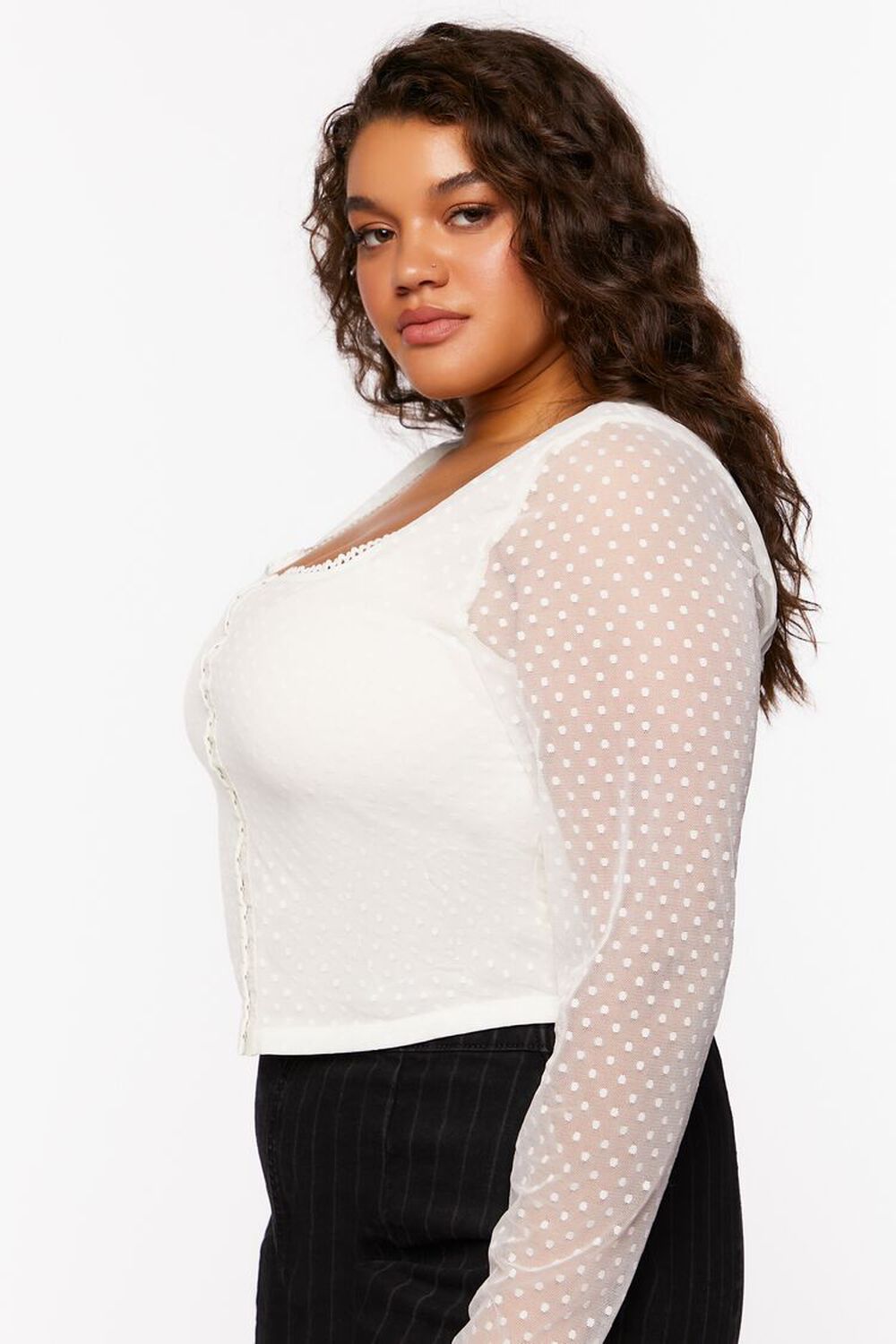 Plus Size Dotted Hook-and-Eye Top, image 2