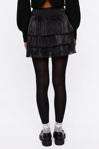 BLACK Sheeny Tiered Mini Skirt, image 4