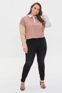 COCOA/MULTI Plus Size Colorblock Rugby Shirt, image 4