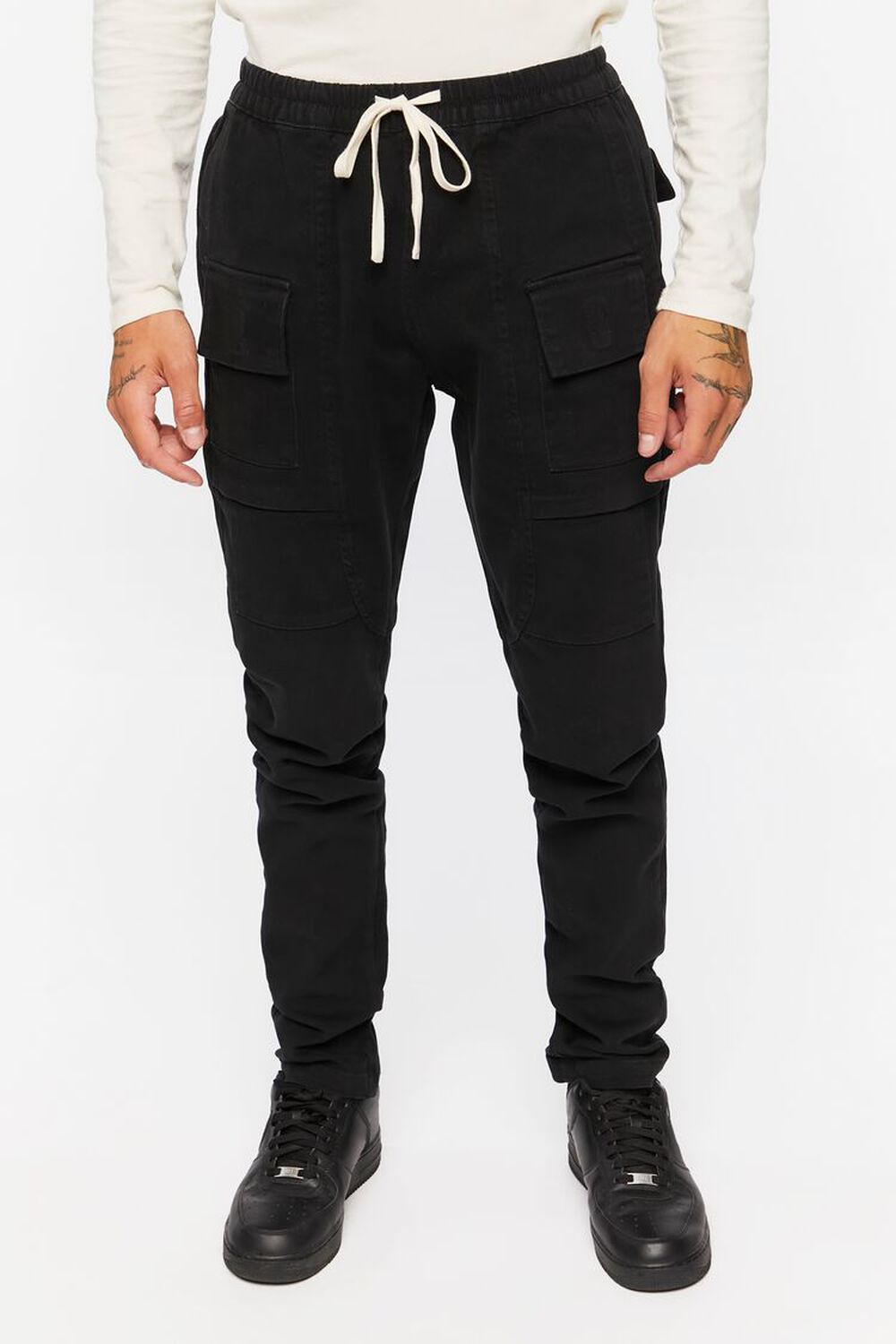 BLACK Slim-Fit Drawstring Pants, image 3