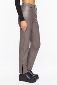 NEUTRAL GREY Faux Leather Straight-Leg Pants, image 3