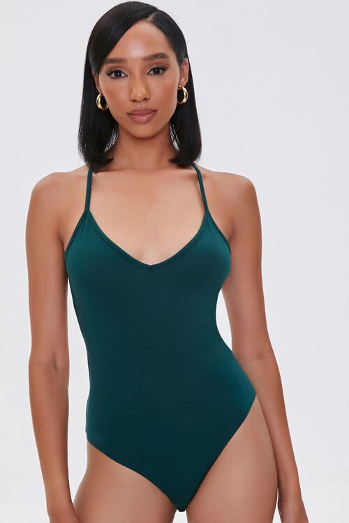 HUNTER GREEN Strappy Cheeky Cami Bodysuit, image 5