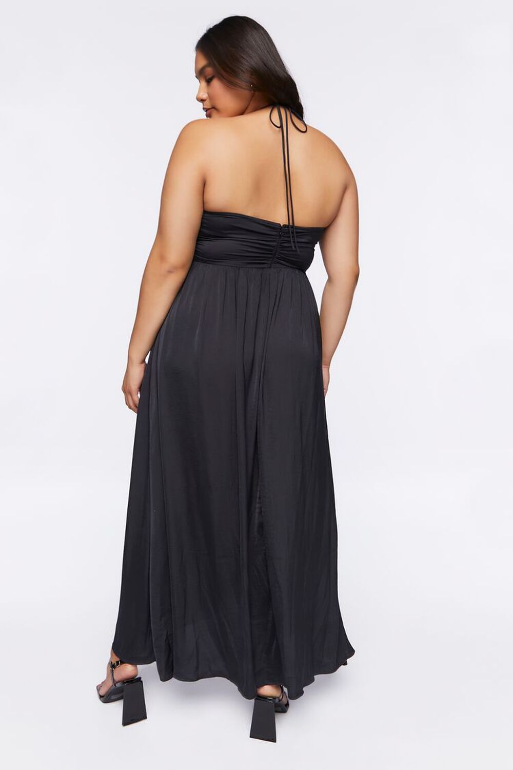BLACK Plus Size Halter Maxi Dress, image 3