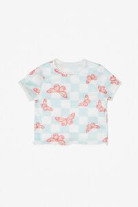 BLUE/MULTI Girls Checkered Butterfly Tee (Kids), image 1