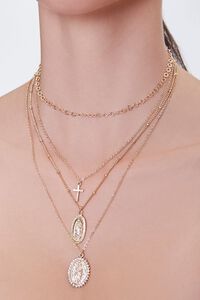 Cross Pendant Layered Chain Necklace, image 1
