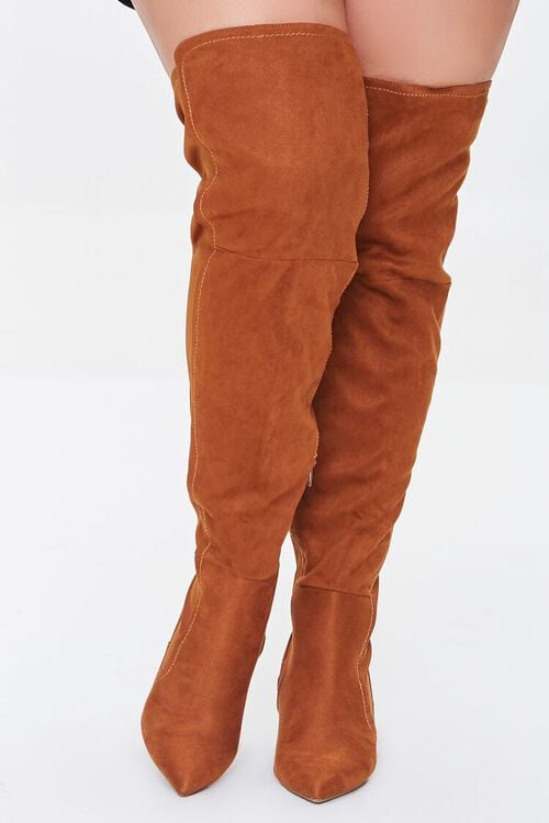 CHESTNUT Faux Suede Over-the-Knee Boots (Wide), image 4