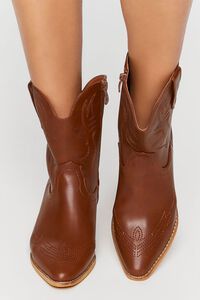 TAN Faux Leather Cowboy Ankle Boots, image 4