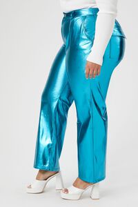 BLUE Plus Size Metallic Faux Leather Pants, image 3