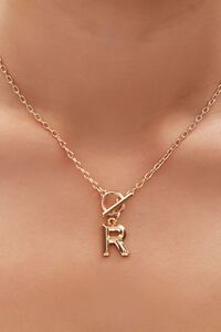GOLD/R Initial Pendant Toggle Necklace, image 1